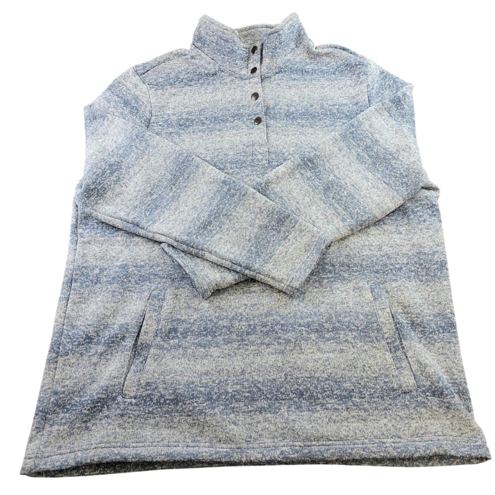 Natural Reflections Sweater Womens XL Blue Cozy Fleece Oversized 1/4 Snap Button - Picture 1 of 12